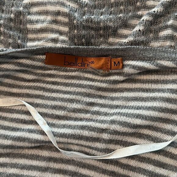 Belldini Duster Sweater Long Length Gray Stripe Light Medium M - Picture 4 of 6